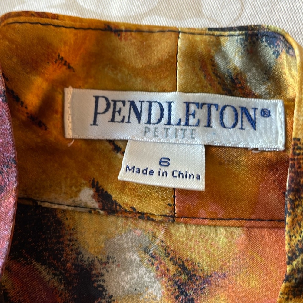 Pendleton Silk Button Double Breasted Wrap Blouse… - image 5